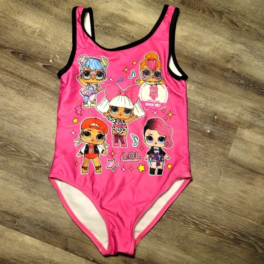 L.O.L Surprise LOL Swimsuit Bathing Suit Pink, Girls 5/6‎  Doll Print